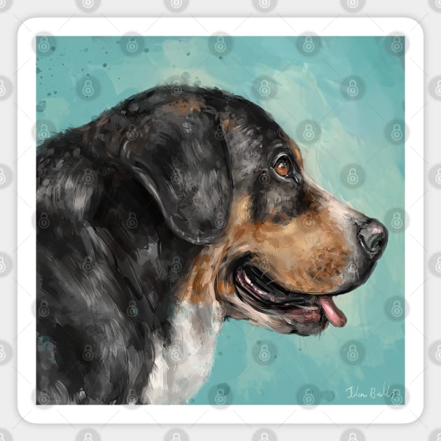 Painting of Greater Swiss Mountain Dog Sticker by ibadishi